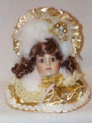 Pretty Victorian Porcelain Doll Head Ornament 6