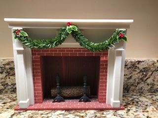 Doll House Furniture Wood Fireplace Mantle Christmas Garland