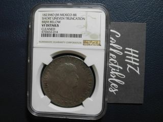 Ngc Mexico 1823 8 Reales Empire Iturbide Short Uneven Truncation Silver Coin Vf