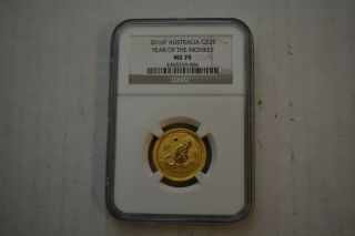2016 Australia Proof Gold $25 Lunar Year Of The Monkey Ngc Ms 70 Coin