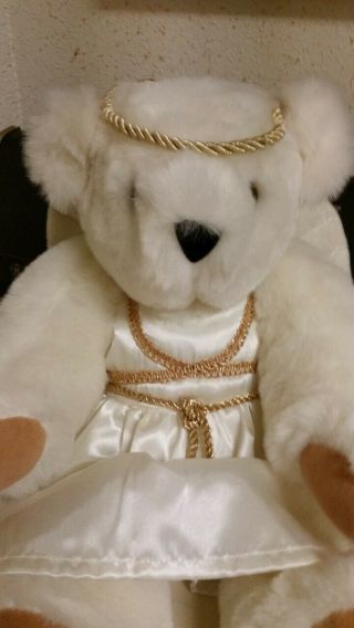 Authentic Vermont 17 " Angel Bear Jointed Teddy Plush Blue Eyes Christmas