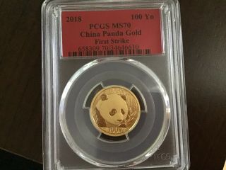Graded Gold @ Spot 1 Day Only 2018 8 Gram Gold Panda Ms70 Pcgs First Strike