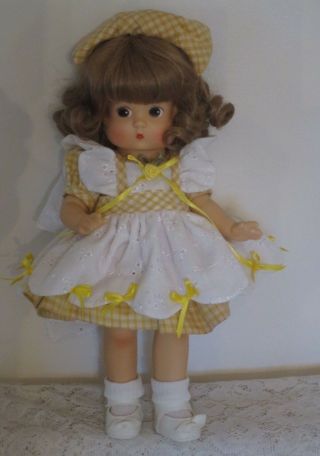 Effanbee Patsy 13 Inch Doll - Yellow Gingham Dress - Dark Blonde Wig - L@@k