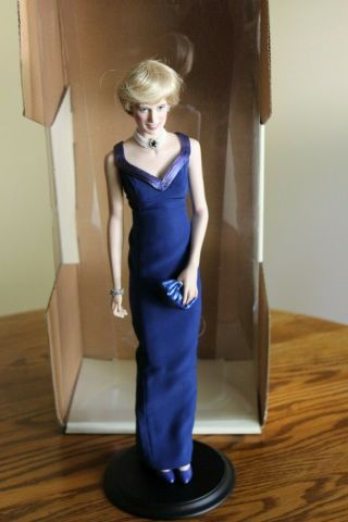 Franklin Diana Princess Of Wales Porcelain Doll In Evening Gown 17 "