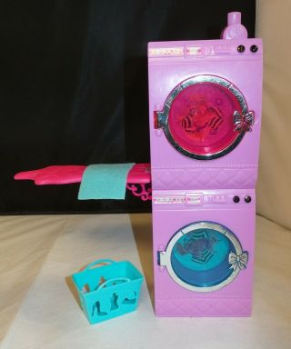 Barbie Glam Laundry Room - Spinning Washer,  Dryer W/ Ironing Board