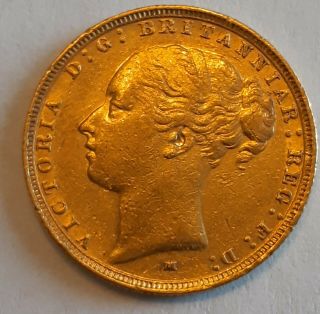 1884m 1884 M Melbourne Australia Victoria Gold Full Sovereign Coin