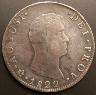 Mexico 1822 8 Reales Mo Emperador Iturbide Extremely Scarce Silver Mexican Coin