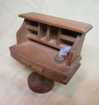 Dollhouse Miniatures,  Writing Desk W Quill,  Wooden,  1/12th Scale