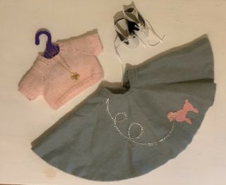 Magic Attic Rock Around The Clock Poodle Skirt Pink Sweater Shoes Necklace