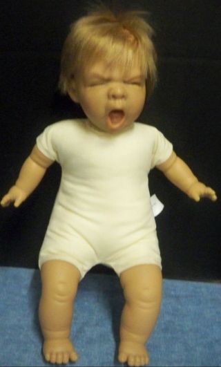 Berenguer Yawning Baby Doll Eyelashes Hard Rubber With Soft Body 12 " Long