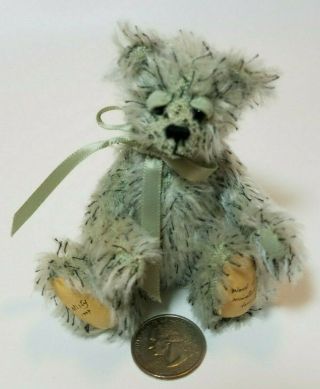 World Of Miniature Bears Mohair Misty Collectible Miniature Bear 4.  5 " Green 1999