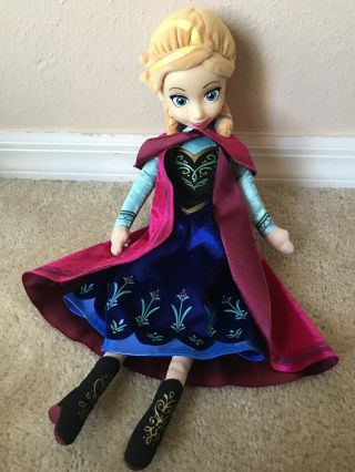 Just Play Disney Frozen 16 " Princess Anna Doll Vinyl Face Outfit Red Cape