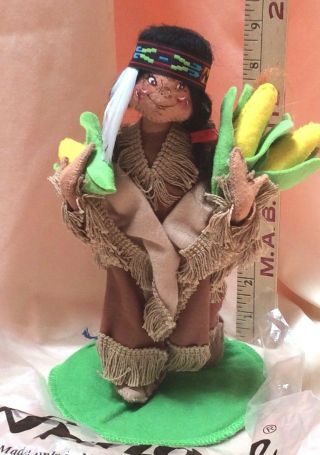 Annalee Mobilitee Doll Thanksgiving Native American Indian Woman With Corn