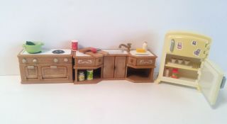 Sylvanian Families Calico Critters Kitchen Set Sink Stove Fridge Accessories