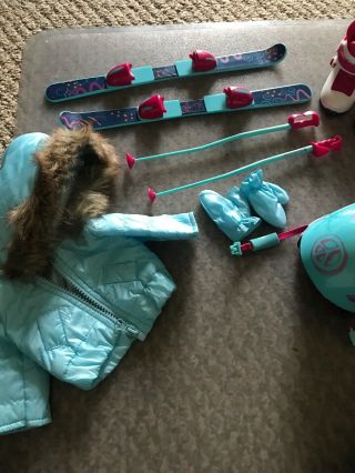 American Girl Downhill Racer And Ski Gear Outfit Set Goggles Poles