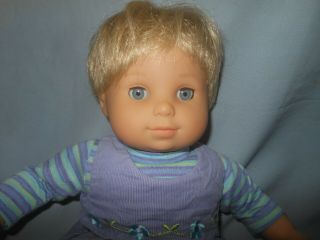 American Girl Doll Bitty Twin Blonde Short Hair Blue Eyes In Purple Corduroy