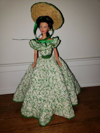 Mattel Barbie Doll Gone W/the Wind Scarlett O’hara Bbq Dress Homemade Crochet
