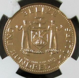 1980 GOLD BELIZE 400 MINTED $100 MOORISH IDOL REEF FISH COIN NGC STATE 69 3