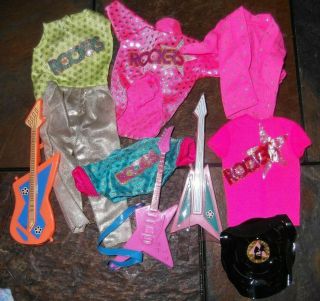Barbie Ken Doll Clothes - Rockers Music Clothing W/ 3 Guitars