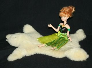 Cream (sheep Skin) Doll Barbie Size Miniature Bear Skin Rug 16 " X 11 "
