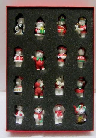 Santa Bear Dayton Hudson Christmas Ornaments Boxed Set 1984 - 1999 Vguc