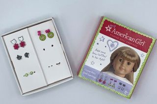 American Girl Doll Pierced Earrings Complete Set 6 Pairs.  I Love Pets