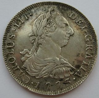 Spanish Bolivia Potosi Silver 8 Reales 1773 Jr Carolus Iii