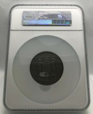 2019 3 Oz Silver Fiji 10$ Mandala Art GOTHIC Coin NGC MS70 2