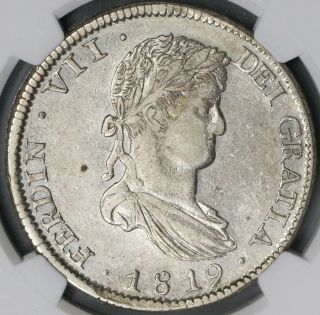1819 - Zs Ngc Au 58 War Independence Mexico 8 Reales Coin Pop 2/2 (18111402c)