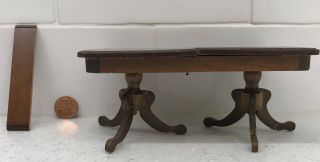 Antique Duncan Phyfe 2 Pedestal Table & Leaf Vintage Wood Dollhouse Furniture Bs