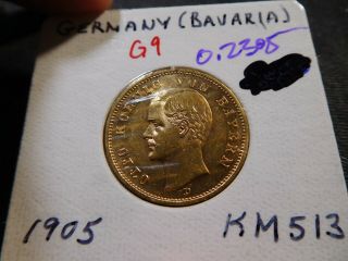 G9 German State Bavaria 1905 - D Gold 20 Marks 0.  2305 Oz.  Agw