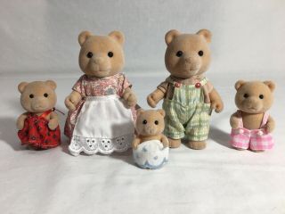 Calico Critters/sylvanian Families Vintage Honey Bear Family Of 5