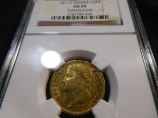 B10 France Napoleon I 1811 - A Gold 20 Francs Ngc Au - 55