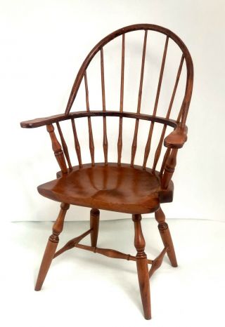 Vintage Handmade Windsor Bowback Wood Doll Chair Display Play Toy