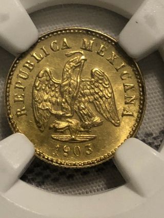 Mexico 1 Peso Gold 1903 Mo M Pcgs Ms64 Scarcer