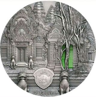 2019 2 Oz Silver Palau $10 TIFFANY ART Angkor Temple Coin. 2
