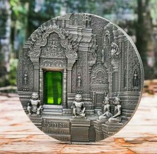 2019 2 Oz Silver Palau $10 TIFFANY ART Angkor Temple Coin. 3
