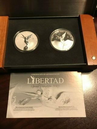 2018 Mexico Silver Libertad Proof/reverse Proof Set - 2 Coin Apmex Set - 310