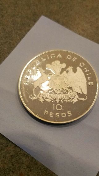 Chile 10 Pesos 1976 Government Anniversary Silver
