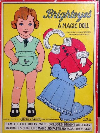Spears Rare Brighteyes Magic Doll Material Felt Paper Doll Antique England
