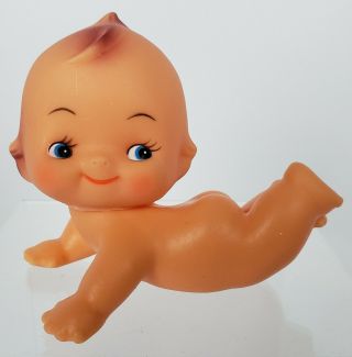 Vintage Kewpie Doll Crawling Baby Rubber Smiling Blue Eyes 4 " Long