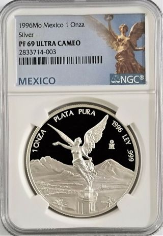 1996 Mexico Libertad Proof 1 Oz.  Silver Ngc Pf69 Ultra Cameo