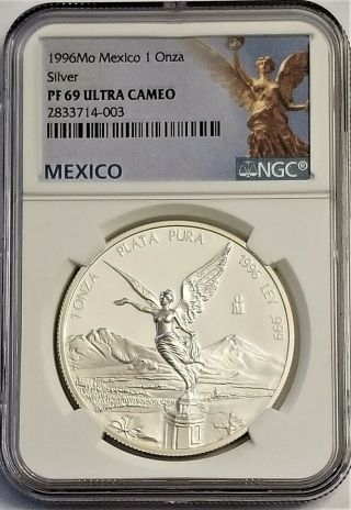 1996 Mexico Libertad Proof 1 oz.  Silver NGC PF69 Ultra Cameo 3