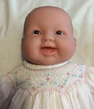 19 " Berenguer Chubby Soft Happy Baby Doll Brown Eyes Brown Hair Two Teeth Cloth