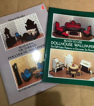2 Ready - To - Use Dollhouse Wallpaper Books - Victorian Style