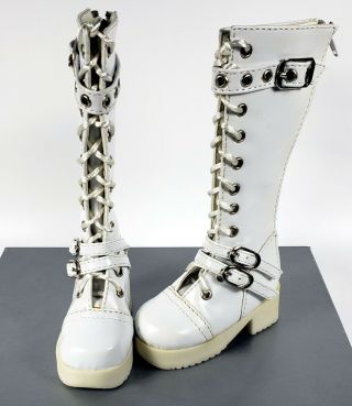 1/3 Sd Bjd Doll Shoes Boots White Lace Up Zip Up Boots Small Scuff On Toe