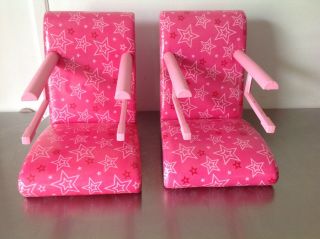 (2) American Girl Doll Pink Boutique Bistro Booster Treat Seat Table High Chairs