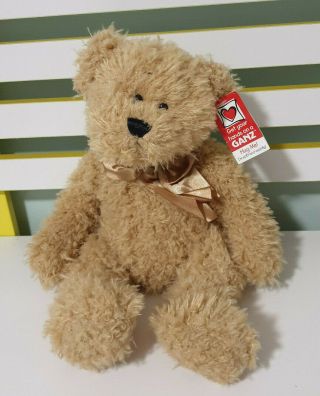 Ganz Parker Teddy Bear Brown Teddy Toy Gold Bow 40cm With Tag H12183