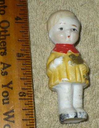 Bisque Penny Doll Frozen Charlotte / 2 3/4 " Japan / Boy With Cross / No.  7