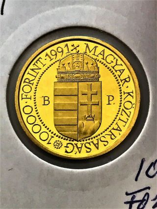 1991 BP.  Hungary 10 000 Forint Proof Gold coin 6.  982g 2